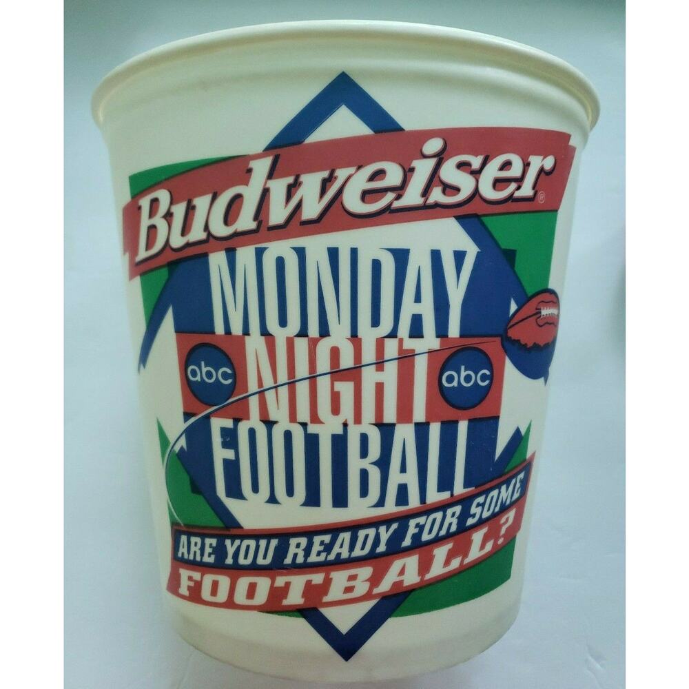 Vintage Budweiser ABC Monday Night Football NFL Wax Beer Bucket NOS